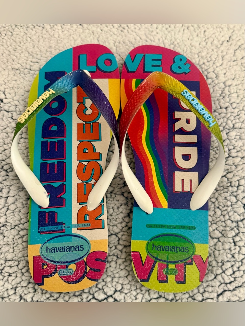 Havaianas Women’s Rainbow 'Love & Pride' Flip Flops with White Straps